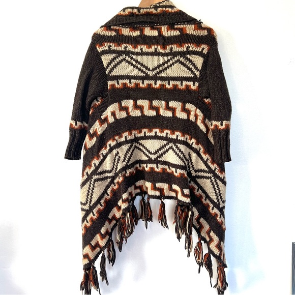 Abercrombie & Fitch Wool Blend Bohemian Aztec Print Open Hippie Cardigan Sz M/L - Picture 8 of 9